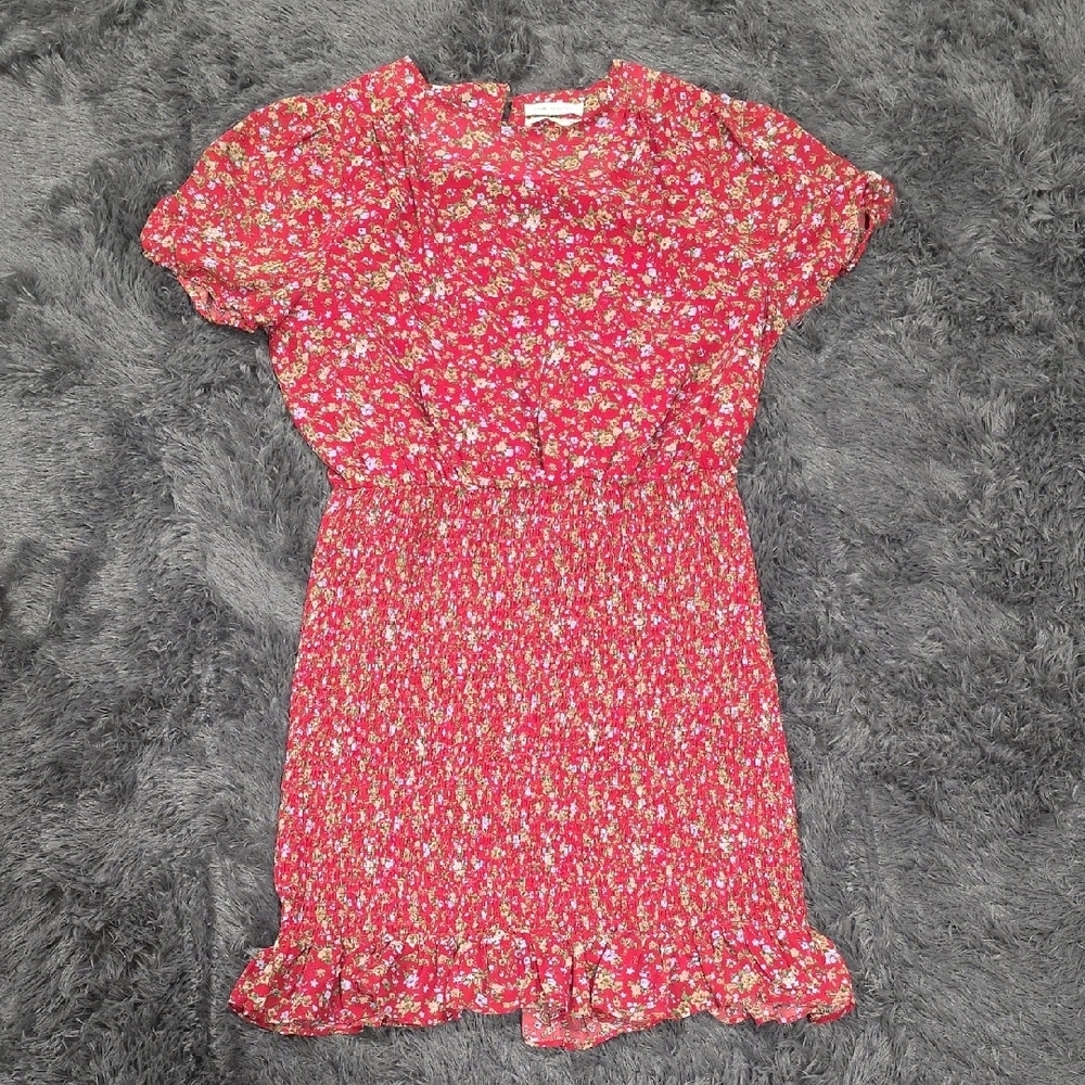 Urban Outfitters- Heidi Smocked Drop Waist Mini Dress. Size L